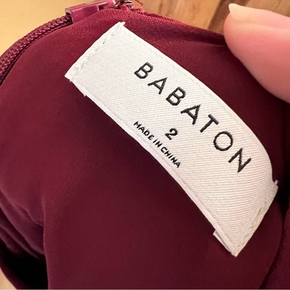 BABATON ARITZIA Patricio Short Sleeve Sheath Mini Dress in Burgundy Size 2‎ - Picture 4 of 7